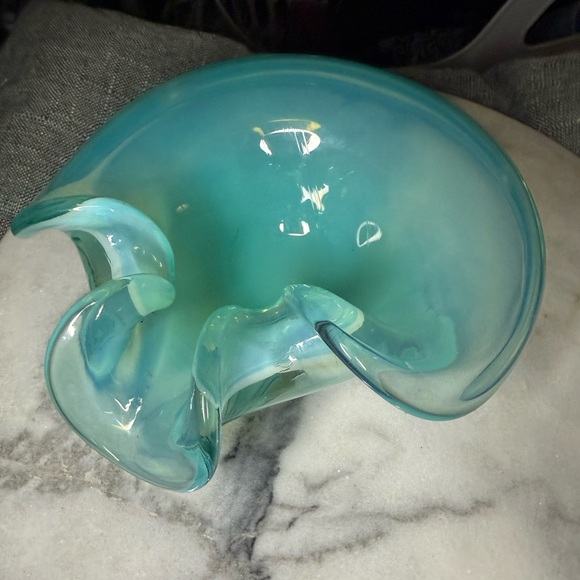 Antique Other - Cenedese Murano Blue Art Glass Biomorphix Organic Shaped Bowl 60's Vintage